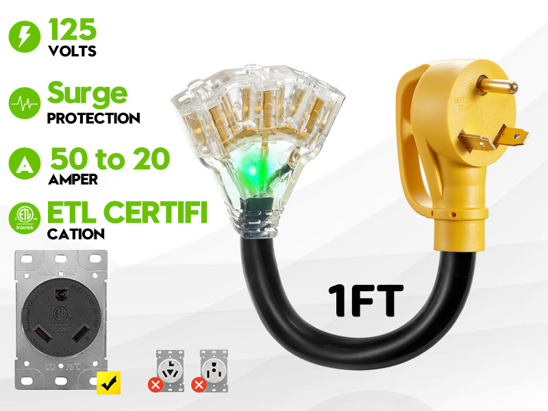 30 Amp to 110V RV/Generator Distribution Adapter Cord