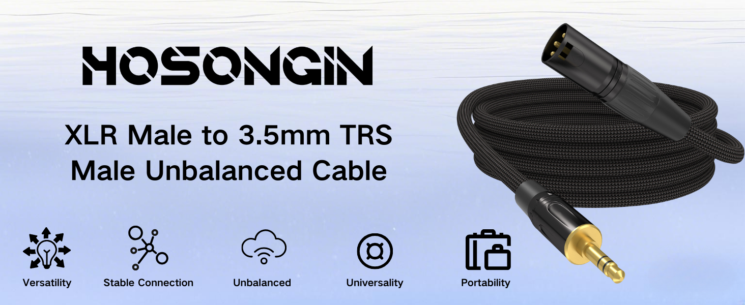 XLR Male to 3.5mm TRS Male Unbalanced Cable