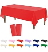 Kopokita 2PCS Red Plastic Tablecloths 54 x 108 Inch, Disposable Table Cloths Rectangle Party Tabl...