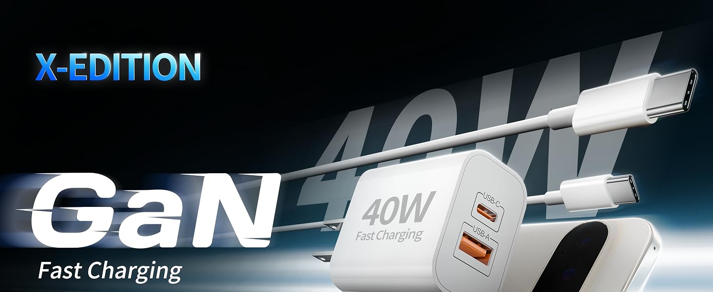 40W USB A &amp;amp;amp;amp; USB C Charger + 6FT USB C Cable