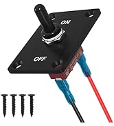 RVBOATPAT Heavy Duty Waterproof Toggle Switch 12V DC 30A 2 Pin SPST ON/Off Toggle Switch with Mou...
