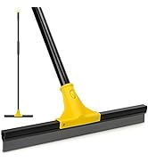 Squeegee Broom for Floor, 17'' Rubber Squeegee with 60'' Long Handle for Bathroom Tile, Garage Co...
