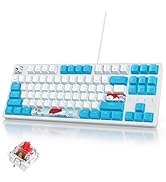 iRoboosta 75 Percent White and Blue Mechanical Gaming Keyboard, 87 Keys TKL Wired Keyboard 75%, R...