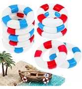 DOITOOL 10 Pcs Miniature Life Preserver Buoy Decorations Resin Life Preserver Ring Decoration Nau...