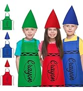 XLSXEXCL 3pcs Kids Crayon Costume Set, Crayon Apron with Gnome Cone Hat, Funny Dress Up Outfit Ac...