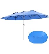 Toolsempire 15ft Patio Umbrella, Double-sided Outdoor Twin Umbrella with Crank Handle &amp; 12 Heavy-...