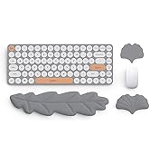 Lauspuck Keyboard Wrist Rest Pad Set, Leaf Shape PU Leather Memory Foam Wrist Cushion Support,Mou...