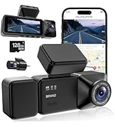 3 Channel Dash Cam Front and Rear Inside Dash Camera for Cars, 4K+1080P+1080P Dash Cam with 128GB...