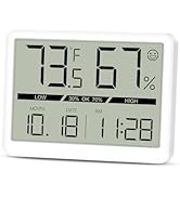 OQIMAX Indoor Thermometer Hygrometer, Digital Thermometer Hygrometer with Large LCD Screen, Room ...