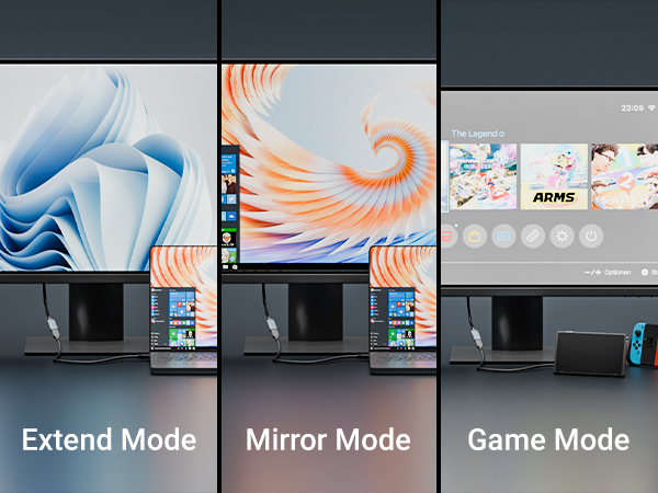 HDMI 2.1 male to female adapter multi modes for extend, mirror, game