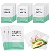 50 pcs Makeup Remover Wipes Individually Wrapped Makeup Wipes Bulk Face Cleansing Wipes, Individu...