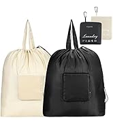 GOGOODA Travel Laundry Bags with Drawstring Closure XL Large Foldable Dirty Clothes bags with Han...