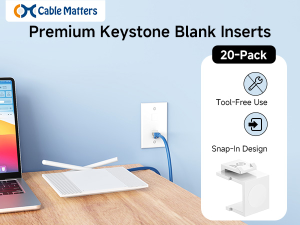 Cable Matters keystone blank insert for keystone wall plates and patch panels
