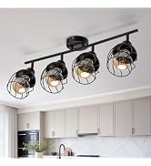 Bojim 4 Lights Kitchen Ceiling Light Fixtures Track Lighting Black | Adjustable Semi Flush Spotli...