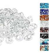 GRISUN Ultra White Fire Glass Diamonds for Fire Pit, 1 Inch High Luster Reflective Tempered Glass...