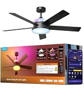 Govee Ceiling Fan with Lights, RGBIC Smart 52'' Low Profile Ceiling Fan with Lights and Remote, R...