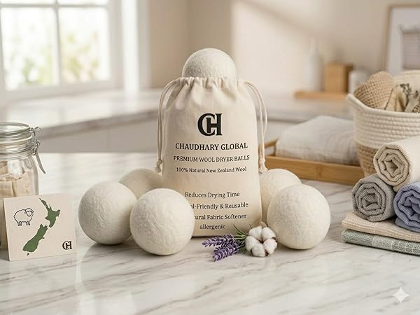 Wool Dryer Balls for Laundry, Natural Fabric Softener and Pet Hair Remover