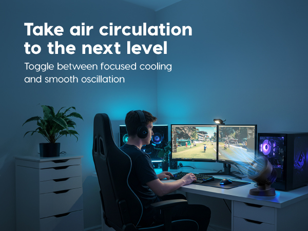 PCF-BC15T, Small Fan for Bedroom, Desk Fan, Oscillation, Remote