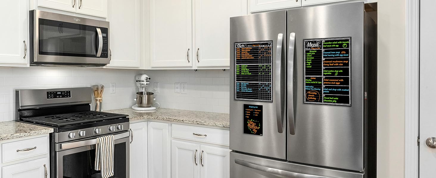 JJPRO Magnetic Dry Erase Menu and Chore Chart Blackboard for Fridge