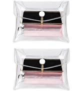 2Pcs Transparent Mini PVC Makeup Bag Small Clear Plastic Cosmetic Organizer Bag Pouch with Snap C...