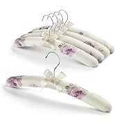 GLCON Satin Padded Hangers for Women Clothing - Floral Sweater Hangers No Bump - Padded Coat Hang...