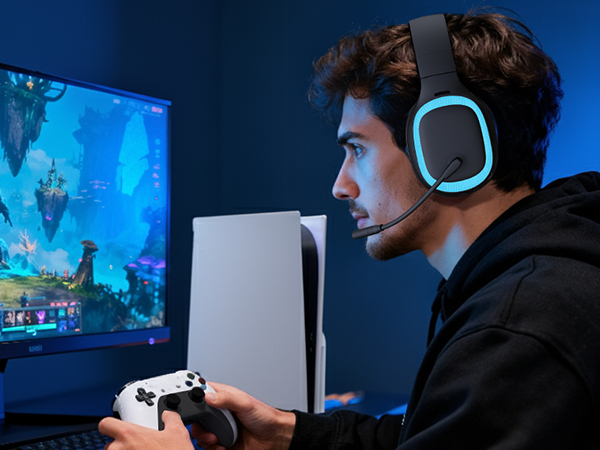 wireless gaming headset for ps5 with mic low latency bluetooth gaming headphones