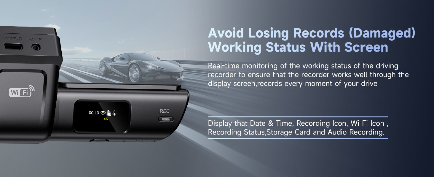 dash cam front and rear with display screen