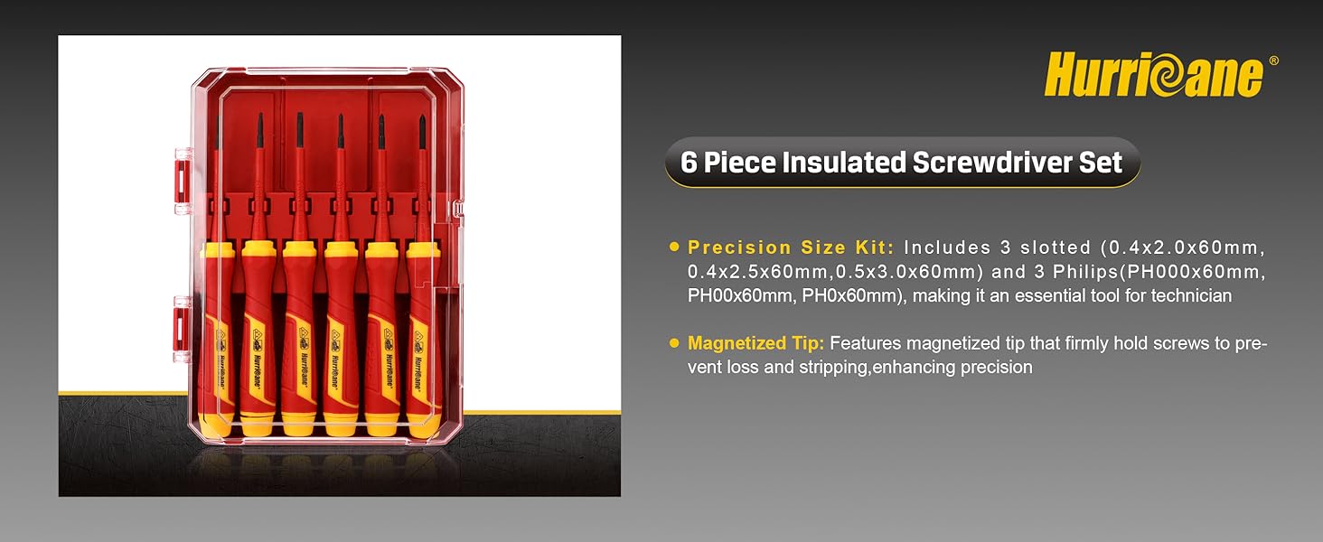 HURRICANE 6 Piece Insulated Precision Screwdriver Set