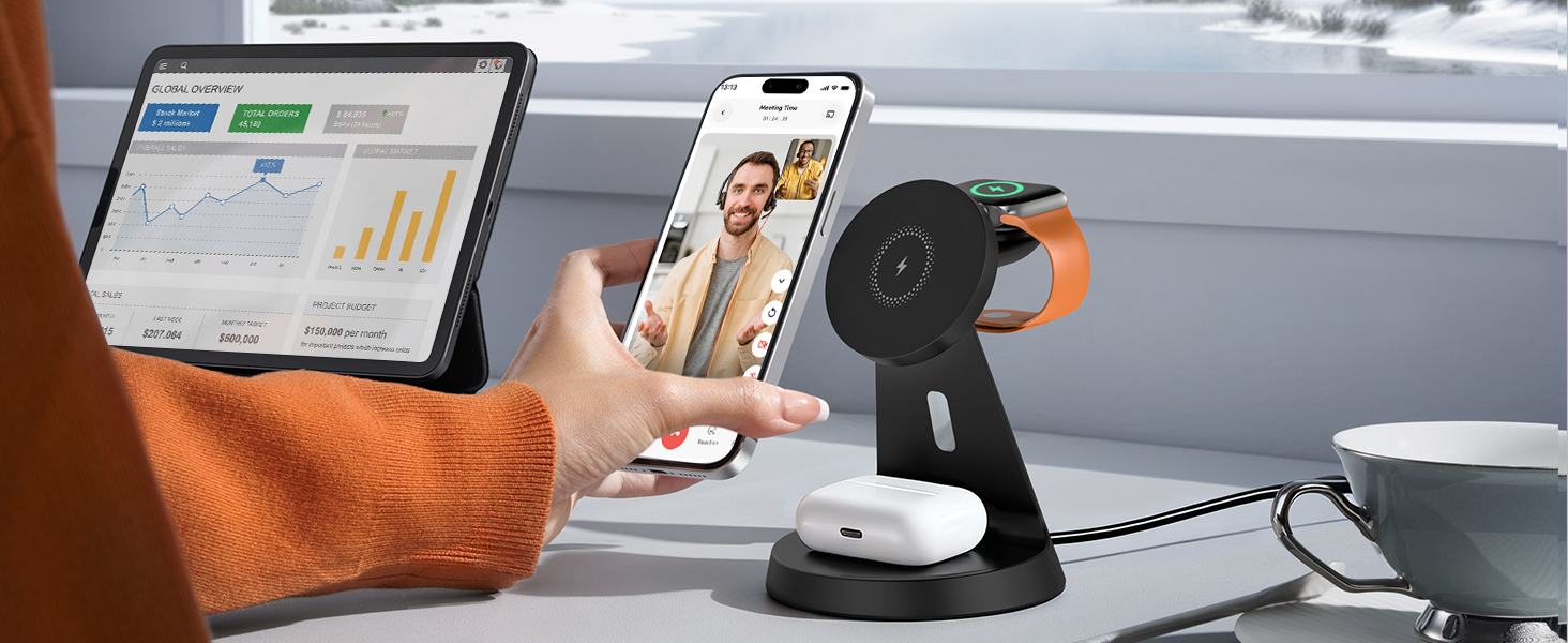 3 in 1 charging station apple white