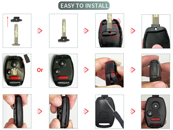 3 Button Key Fob Shell for Honda Civic LX Accord