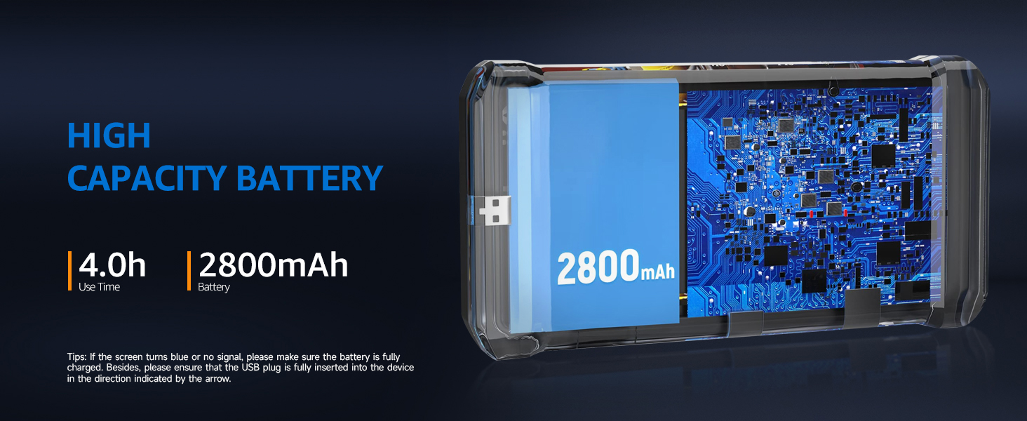 snake camera with high battery capacity