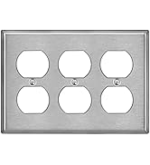 BESTTEN 3-Gang Duplex Stainless Steel Wall Plate with White or Clear Plastic Film, Standard Size,...
