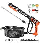 FIXFANS Pressure Washer Gun and Hose Kit, 25 FT Kink Resistant Power Washer Hose and Wand 3600 PSI