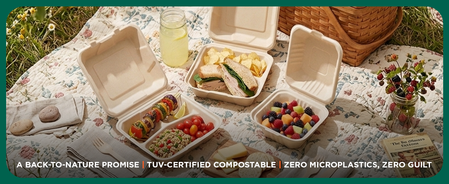 Take Out containers Leak free 6 inch Heavy duty Clamshell