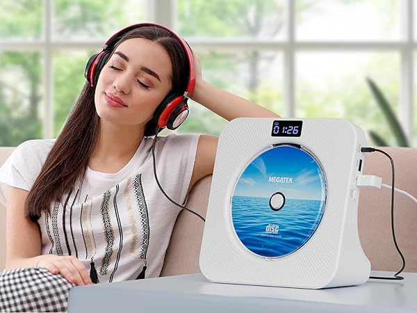 MEGATEK CP28BR Portable CD Player is Connected with Headphones