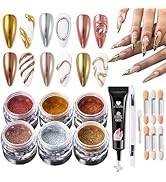 SUTOZMIWE Chrome Nail Powder Metallic Gold And Silver, Magic Mirror Effect Pigment Glitter Rubbin...