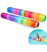 FindUWill Inflatable Swim Pool Noodles, 2 Pack Soft Fabric Covered Large Swim Noodles for Floatin...