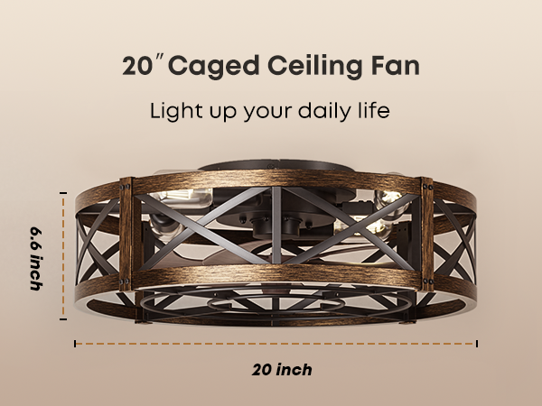 Caged Ceiling Fan with Light and Remote