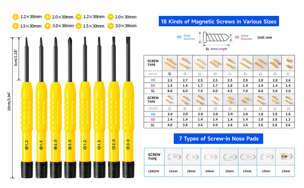 Eyeglass Repair Kit with Screws 
