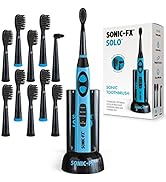 Sonic-FX Solo Electric Toothbrush w/ 10 Brush Heads + 1 Interdental, Charcoal Bristles, Rechargea...