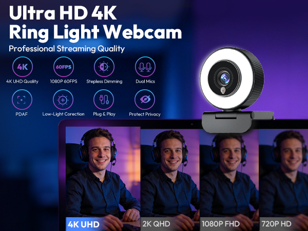 4k webcam streaming camera webcam 4k webcam with light 4k webcam for pc web cam 4k