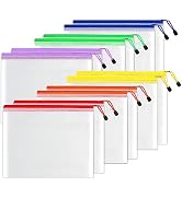 SUNEE Plastic Mesh Zipper Pouch 9x13 in (6 Colors, 12 Packs),Extra Large Water-Resistant Zip Bag ...