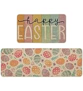 Artoid Mode Colorful Eggs Happy Easter Kitchen Mats Set of 2, Spring Home Decor Low-Profile Kitch...
