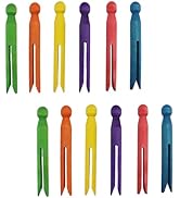 Mcredy 6 Pcs Clothes Pins Colorful Round Wooden Clothespins Simple Laundry Clothesline Clips for ...
