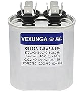 VEXUNGA 7.5uF 370/440VAC 50/60Hz CBB65 CBB65A Oval Run Start Capacitor 7.5 MFD 370V/440V Air Cond...