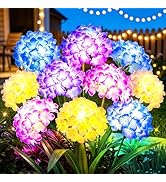 KOOPER Solar Flower Lights, 4 Pack 5-Head Hydrangea with 3X Larger LED Beads, Brighter &amp; Fuller G...