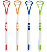 4-Pack Tongue Scraper Oral Care Kits – Plastic Dual-sided Tongue Brushes for Reducing Bad Breath,...