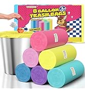 T.FORING 8 Gallon Trash Bags Colored - 150 Count Medium Garbage Bags Unscented, 30 Liter Thick Tr...
