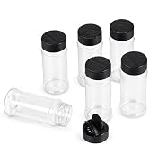 YUYUDEHM 6 Pcs 3.5 Oz Plastic Spice Bottles with Black Shaker Lids, Small Seasoning Containers Cl...