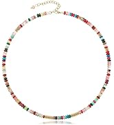 AGOT Beaded Gemstone Necklace for Women: Boho Bead Choker Natural Stone Necklaces - Handmade Jewe...